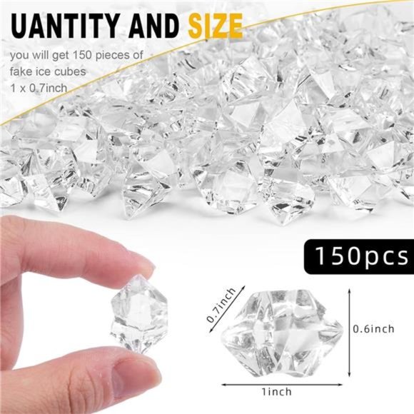 1000PCS Fake Ice Rocks, Acrylic Ice CubesClear Rocks Fake Diamonds Clear Acrylic - Picture 2 of 7